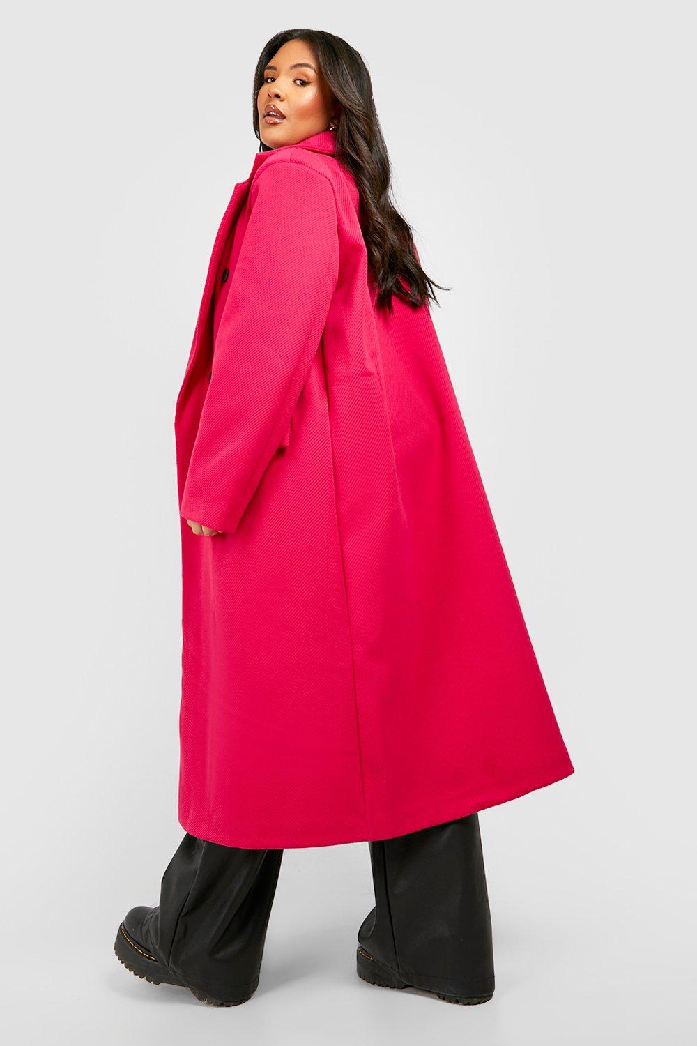 Plus size outlet pink wool coat